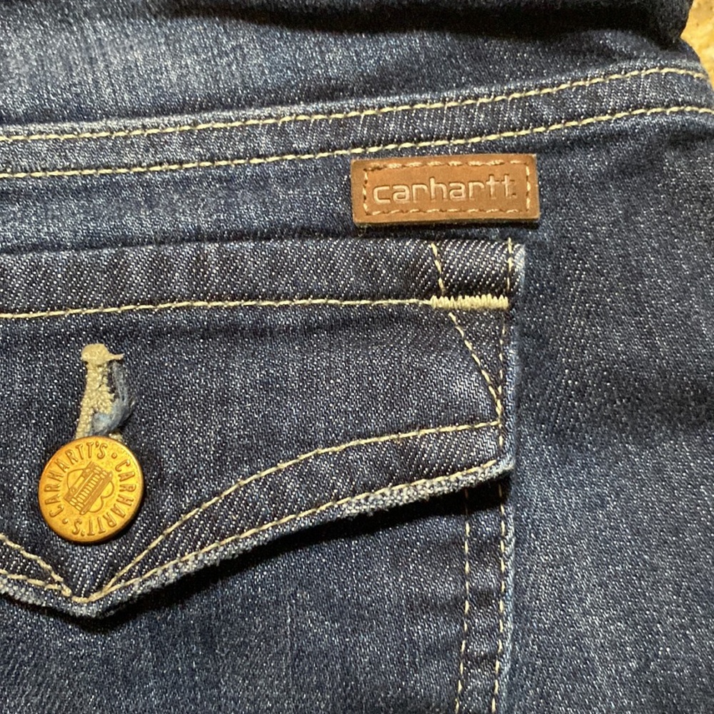 Womens Carhartt Denim Jeans Capri Pants Sz 6 Curvy Fit Cuffed EUC - Picture 8 of 8